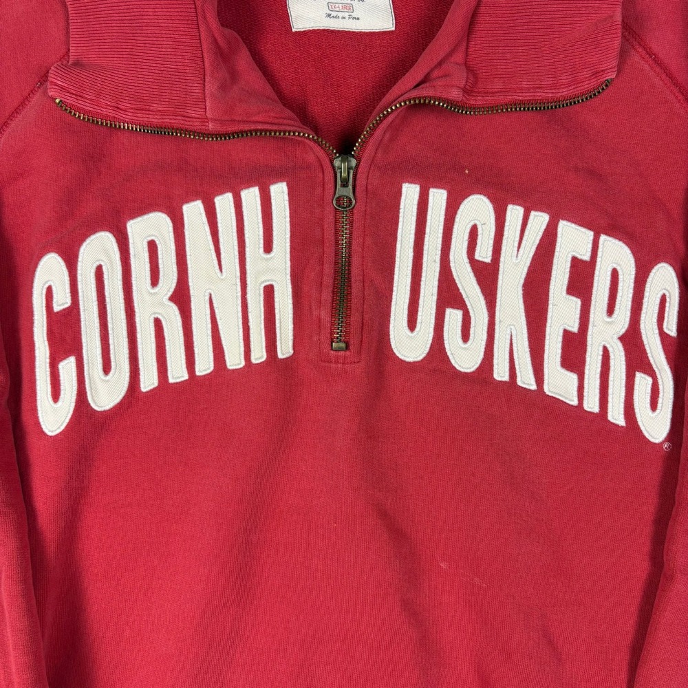 Banner Supply Co Nebraska Cornhuskers Quarter Zip Sweatshirt Red Mens XXL Raglan - Picture 2 of 7